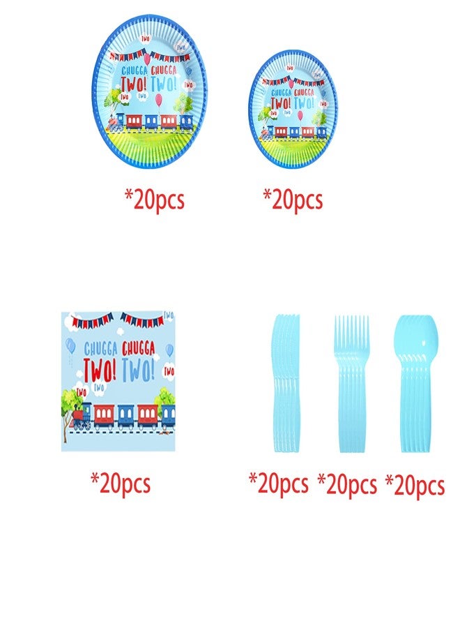 BEOXAGAR Chugga Chugga Two Two Birthday Party Supplies - 2nd Birthday Train Decorations and Party Plates - Image 4